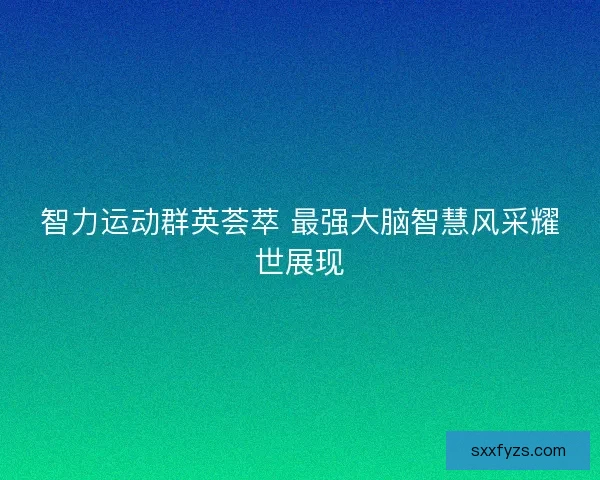 智力运动群英荟萃 最强大脑智慧风采耀世展现