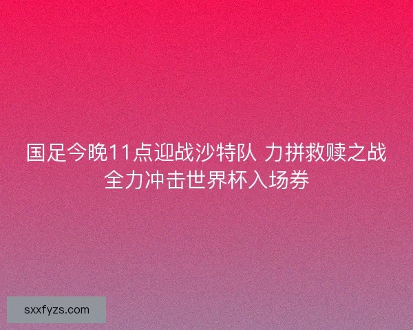 国足今晚11点迎战沙特队 力拼救赎之战全力冲击世界杯入场券
