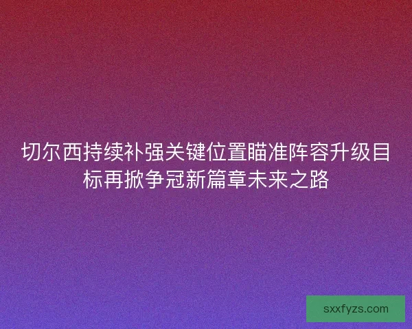 切尔西持续补强关键位置瞄准阵容升级目标再掀争冠新篇章未来之路